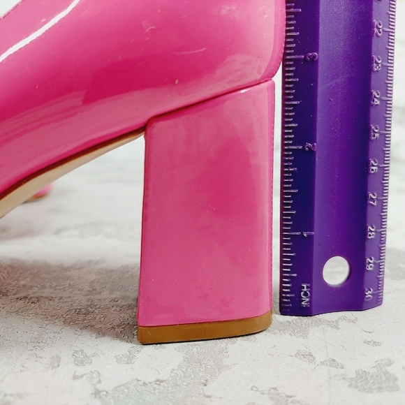 NEW Marc Fisher Zala Pink Patent Leather Block Heel Pointed Toe Heels W619 - Picture 9 of 14